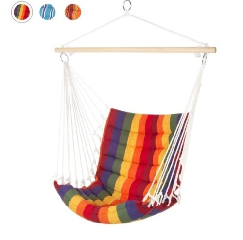 Padded Indoor/Outdoor Cotton Hammock Chair w/ 40in Spreader Bar, Appears New - Lot 292