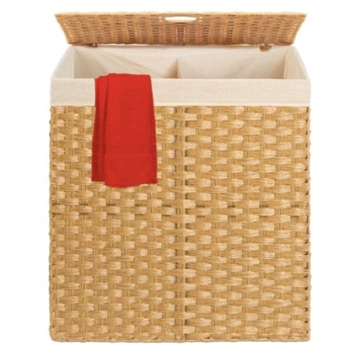 Double Laundry Hamper Basket w/ Easy Assembly, Liner Bag, Appears New - Lot 169