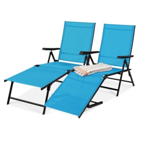 Set of 2 Outdoor Patio Chaise Recliner Lounge Chairs w/ Rust-Resistant Frame, Appears New - Lot 171