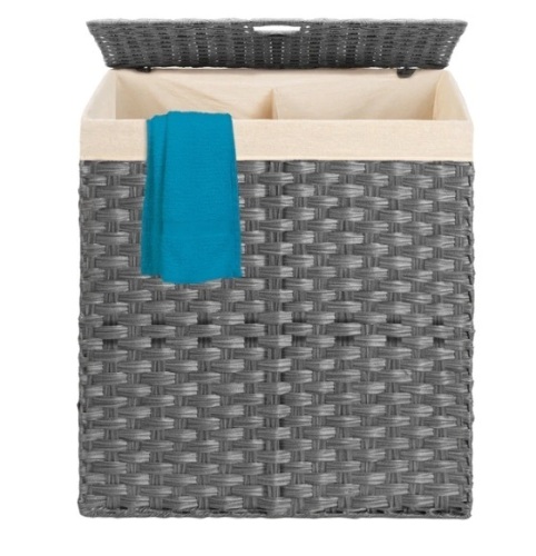 Double Laundry Hamper Basket w/ Easy Assembly, Liner Bag, Appears New - Lot 325