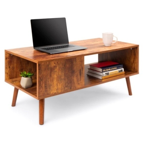 Wooden Mid-Century Modern Coffee Accent Table w/ Open Storage Shelf, Ecommerce Return, Possilbe Missing Hardwarew - Lot 328
