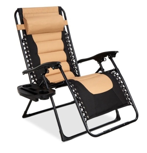 Oversized Padded Zero Gravity Chair, Folding Recliner w/ Headrest, Side Tray, Appears New - Lot 330