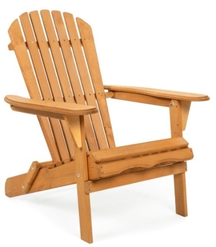 Folding Wooden Adirondack Chair Accent Furniture w/ Natural Finish - Brown,NEW - Lot 11
