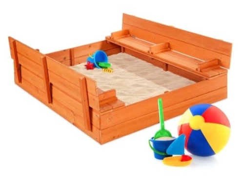 Kids Cedar Sandbox w/ Sand Screen, 2 Benches - 47x47in,NEW - Lot 14