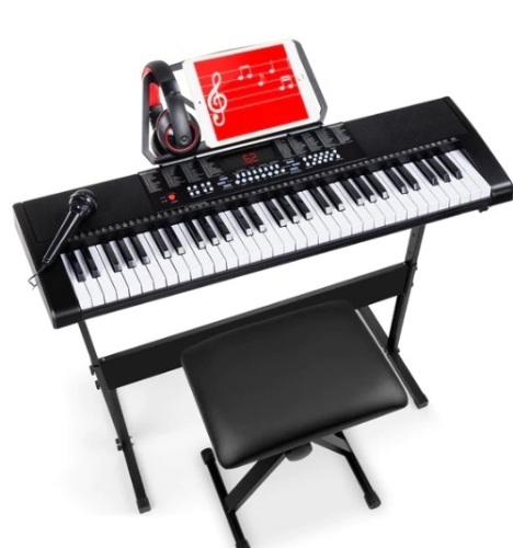 61-Key Beginners Electronic Keyboard Piano Set w/ 3 Modes, Microphone,NEW - Lot 15