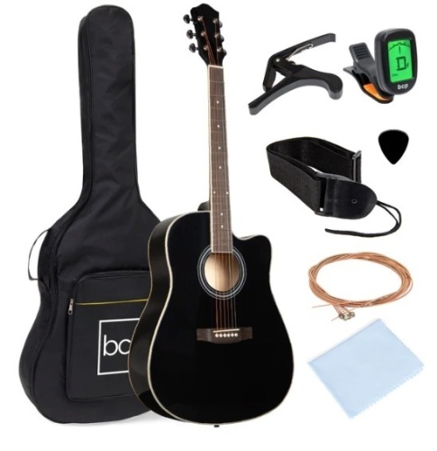 Full Size Beginner Acoustic Guitar Set with Case, Strap, Capo - 41in,APPEARS NEW - Lot 23