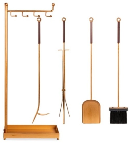 5-Piece Modern Contemporary Indoor Outdoor Fireplace and Firepit Tool Set,APPEARS NEW - Lot 56