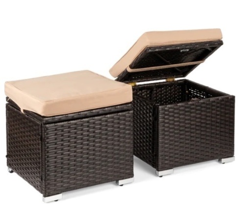 Set of 2 Wicker Ottomans, Multipurpose w/ Removable Cushions, Steel Frame,APPEARS NEW - Lot 59