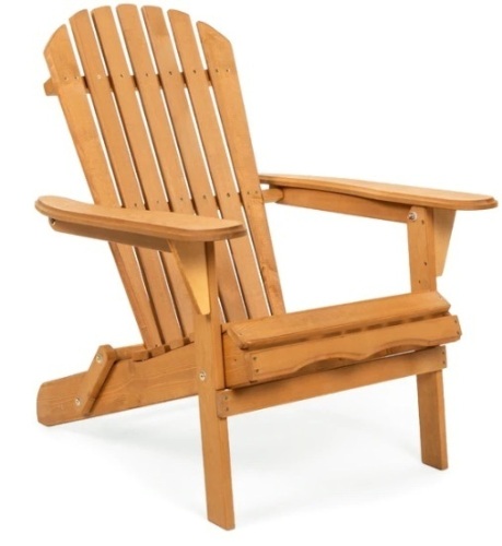 Folding Wooden Adirondack Chair Accent Furniture w/ Natural Finish - Brown,NEW - Lot 64