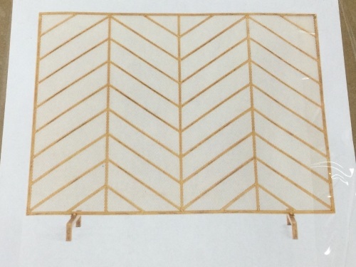 Fireplace Screen w/ Antique Finish, Single Panel Handcrafted Wrought Iron Mesh Chevron Fireplace Screen, - Lot 37