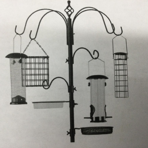 Bird Feeding Station, 6-Hook Steel Multi-Feeder Stand w/ 4 Feeders - 89in, Appears New - Lot 52