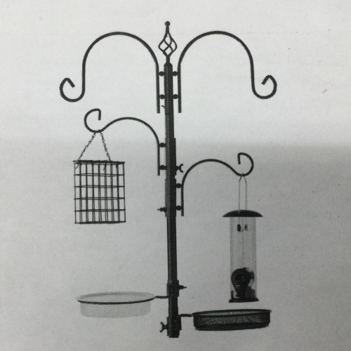 4-Hook Bird Feeding Station, Steel Feeder Stand w/ 2 Bird Feeders - Lot 99