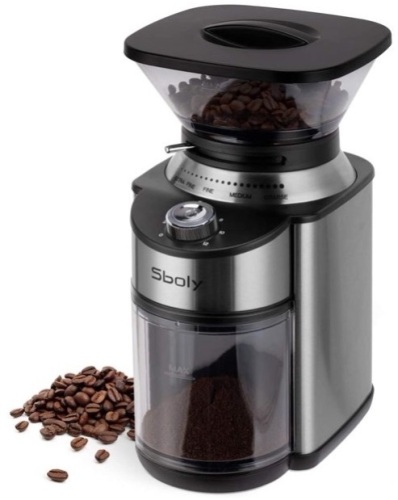 Sboly Flat Burr Coffee Grinder, Powers Up, E-Comm Return, Retail $41.00 - Lot 719