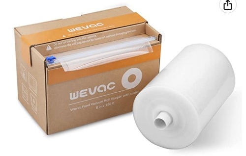 Wevac 8” x 150’ Food Vacuum Seal Roll Keeper with Cutter, E-Commerce Return, Retail 26.99 - Lot 427