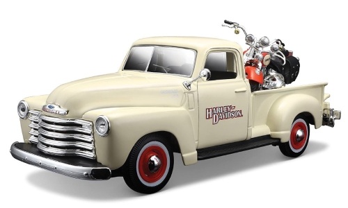 Maisto Harley-Davidson 2001 FLSTS Heritage Springer & 1950 Chevy 3100 Diecast Vehicle, E-Commerce Return, Retail 28.88 - Lot 384