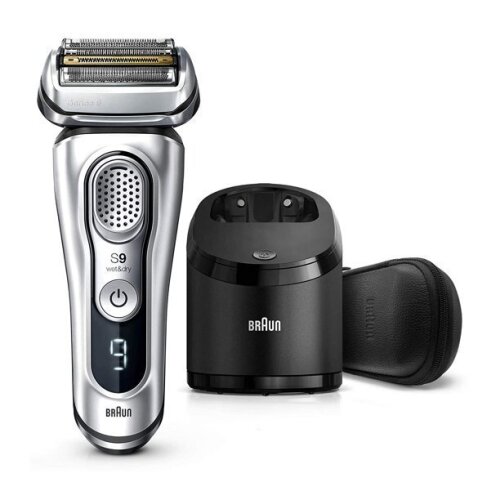 Braun Electric Razor for Men, Series 9 9390cc, Electric Foil Shaver, Precision Beard Trimmer, Rechargeable, Cordless, Wet & Dry Foil Shaver, Clean & Charge Station and Leather Travel Case - Lot 2043