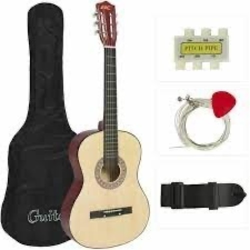 Beginner Acoustic Guitar Set w/ Case, Strap, Digital Tuner, Strings - 38in - Lot 2074