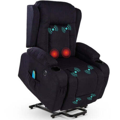 Electric Power Lift Recliner Massage Chair w/ Heat, USB Port, Cupholders - Lot 2118