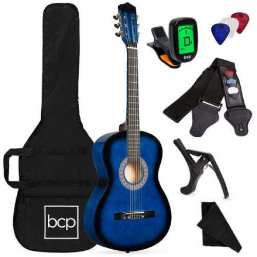 Beginner Acoustic Guitar Set w/ Case, Strap, Digital Tuner, Strings - 38in - Lot 2119