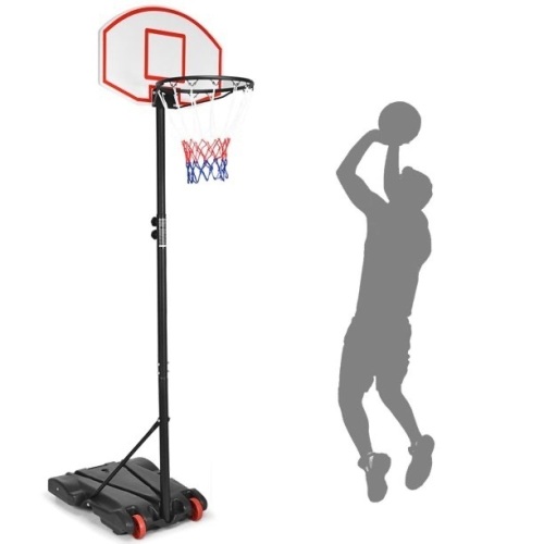 Costway Adjustable Basketball Hoop System Stand Kid Indoor Outdoor Net Goal W/ Wheels - Lot 2144