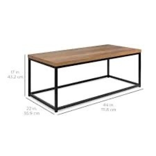 44in Modern Industrial Rectangular Wood Grain Coffee Table w/ Metal Frame - Lot 2205