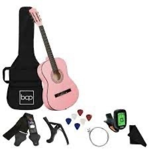 Beginner Acoustic Guitar Set w/ Case, Strap, Digital Tuner, Strings - 38in - Lot 2220