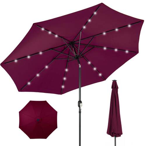 Solar LED Lighted Patio Umbrella w/ Tilt Adjustment, UV-Resistance - 10ft - Lot 2281