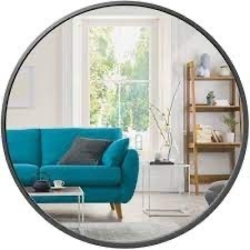 Framed Round Bathroom Vanity Wall Mirror w/ Anti-Blast Film - 36in - Lot 2321