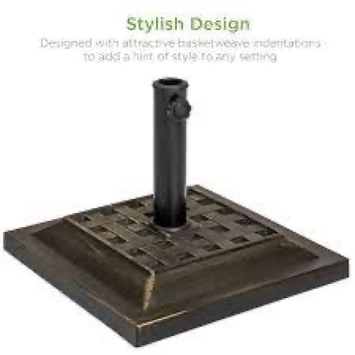 26lb Steel Square Patio Umbrella Base Stand, Basketweave Pattern - Lot 2322