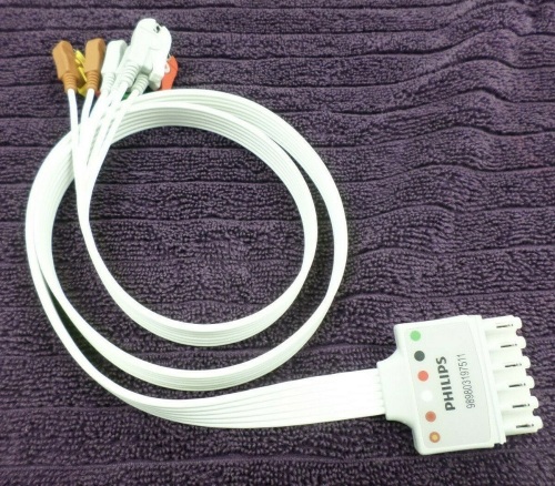Royal Philips ECG 6-Lead ICU Grabber Cable Set - SET, 6-LEAD, DISPOSABLE, BEDSIDE, AAMI - 989803197511 - Lot 2289
