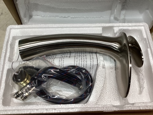 Wovier Chrome Waterfall Bathroom Sink Faucet with Supply Hose - Lot 508
