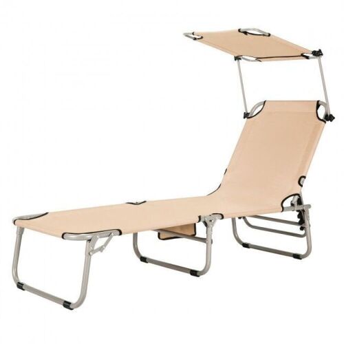 Adjustable Outdoor Recliner Chair with Canopy Shade  - Lot 614