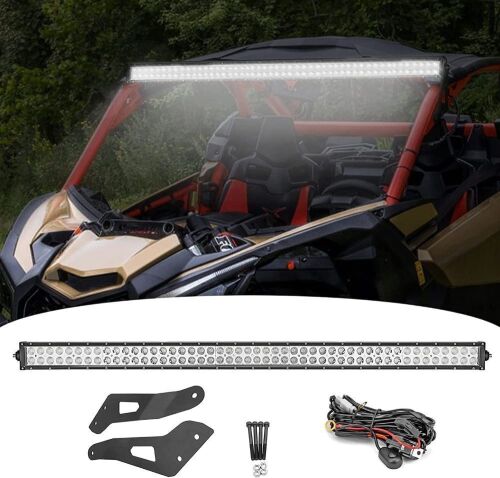 DaSen LED Light Bar Mounting Bracket Wiring Kit 50" 288W High Power Off-Road Double Row Straight LED W/Upper Roof Mounting Compatible with 2017-2022 Can-am Maverick X3 & X3 Max DS RS MR Turbo R  - Lot 624