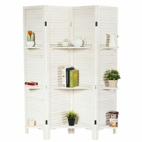 4 Panel Folding Room Divider Screen With 3 Display Shelves - Lot 654
