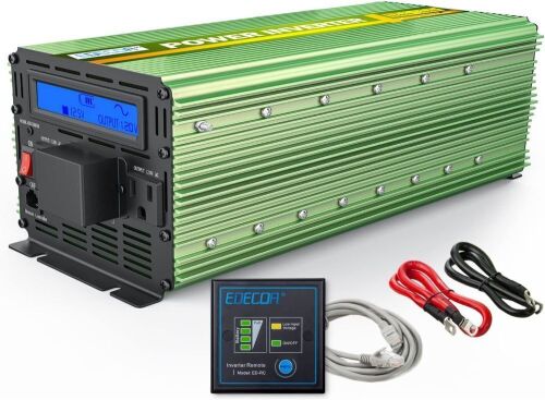EDECOA Pure Sine Wave Power Inverter 2500W Peak 5000W DC 12V to 110V AC with LCD Display and Remote Controller  - Lot 720