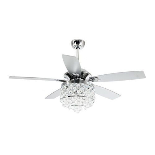 Parrot Uncle 52 Inch Crystal Chandelier Ceiling Fan with 5 Reversible Blades, F6218 - Lot 723