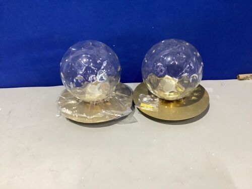 Lot of (2) Semi Flush Mount Industrial Ceiling Light Fixture with Glass Shades  - Lot 753