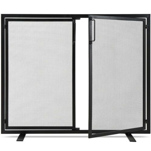 2-Door Wrought Iron Fireplace Screen w/ Magnetic Doors - 38.5x41in - Lot 982
