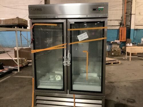 Maxx Cold MXCR-49GD Two Door Glass Reach-in Upright Refrigerator - For Parts or Repair  - Lot 172