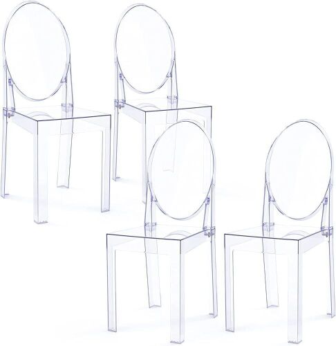 Clear Plastic Dining Chairs, Disassembled and Non-Stackable, Set of 4 - Lot 66