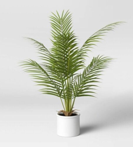 Case of (2) Threshold 28" x 24" Artificial Palm Plant Arrangement in Pot  - Lot 442