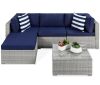 5-Piece Modular Wicker Sectional Conversation Set w/ 2 Pillows, Coffee Table - Lot 24