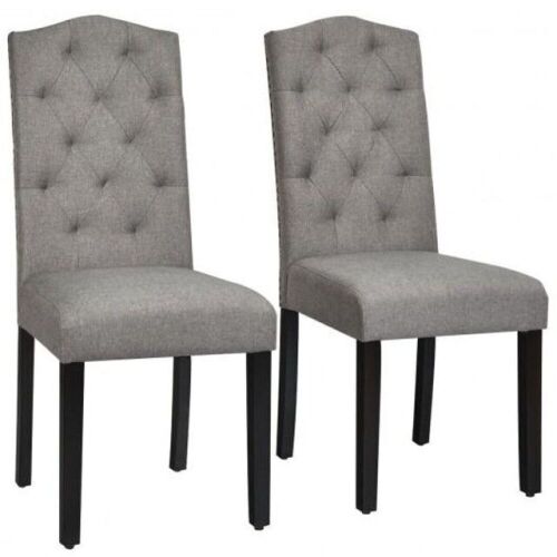 Gray Tufted Upholstered Dining Chair, Set of 2  - Lot 532