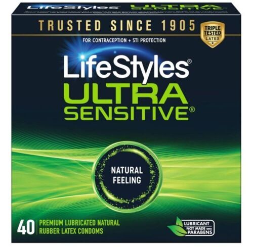 Case of (24) LifeStyles Ultra Sensitive Lubricated Latex Condoms - 40ct - Lot 583