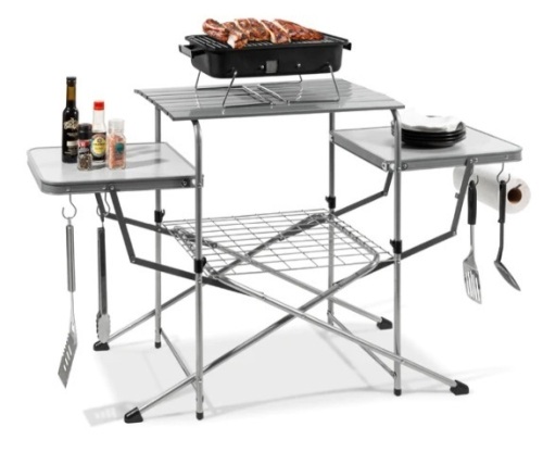 Portable Folding Grill Table w/ Carrying Case, 4 Utility Hooks,APPEARS NEW  - Lot 6