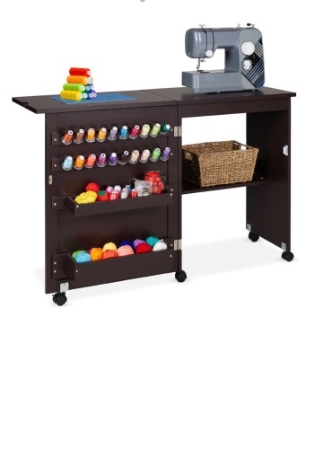 Folding Sewing Table Multipurpose Craft Station & Side Table w/ Wheels,NEW - Lot 24