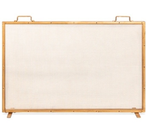 Single Panel Handcrafted Steel Mesh Fireplace Screen w/ Handles - 38x27in,NEW - Lot 42