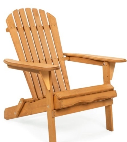 Folding Wooden Adirondack Chair Accent Furniture w/ Natural Finish - Brown,APPEARS NEW - Lot 48