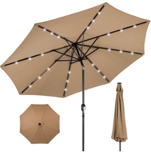 Solar LED Lighted Patio Umbrella w/ Tilt Adjustment, UV-Resistance - 10ft,APPEARS NEW - Lot 77