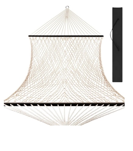 Cotton Rope 2-Person Double Hammock w/ Spreader Bars, Carrying Case,E-COMMERCE RETURN - Lot 83